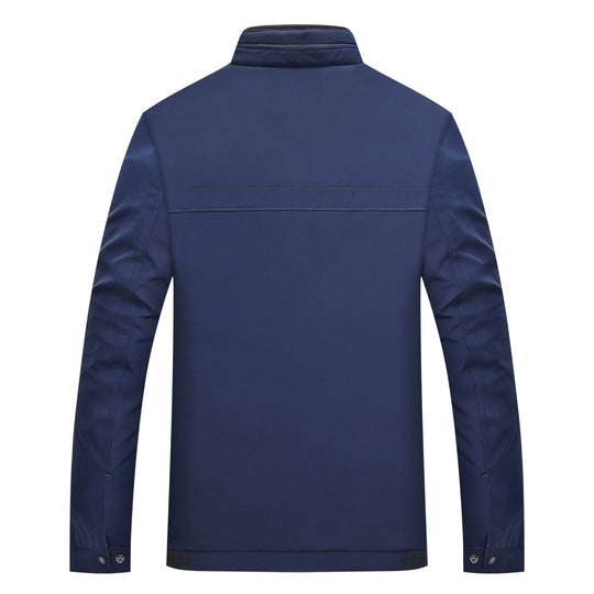 Herren Schlanke Stehkragen-Übergangsjacke mit Reißverschluss, wasserabweisender Außenfläche und geometrischem Futter Nord Taschen
