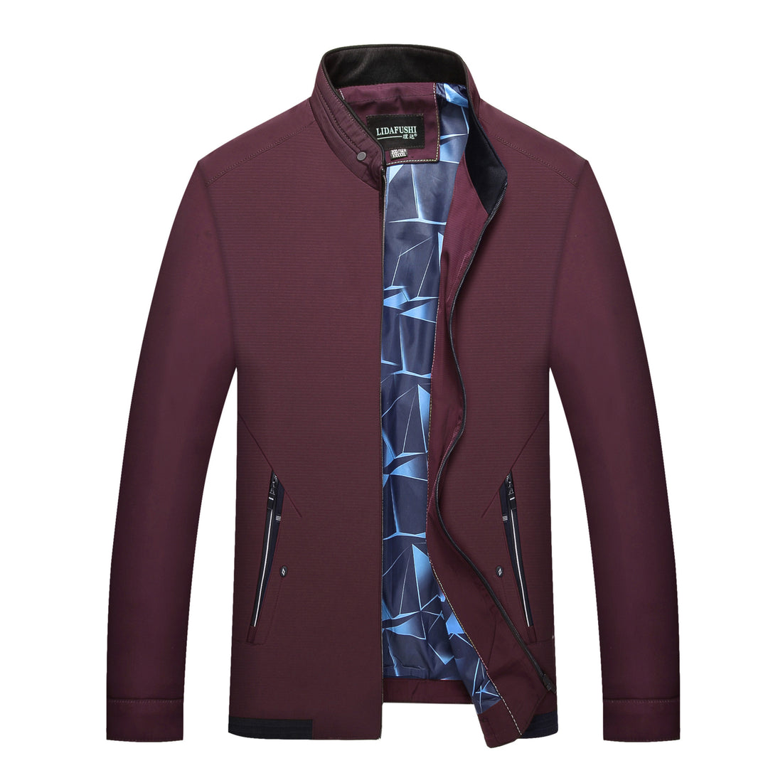 Herren Schlanke Stehkragen-Übergangsjacke mit Reißverschluss, wasserabweisender Außenfläche und geometrischem Futter Nord Taschen