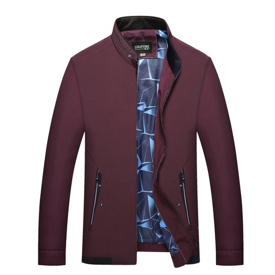 Herren Schlanke Stehkragen-Übergangsjacke mit Reißverschluss, wasserabweisender Außenfläche und geometrischem Futter Nord Taschen