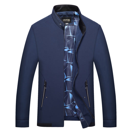 Herren Schlanke Stehkragen-Übergangsjacke mit Reißverschluss, wasserabweisender Außenfläche und geometrischem Futter Nord Taschen