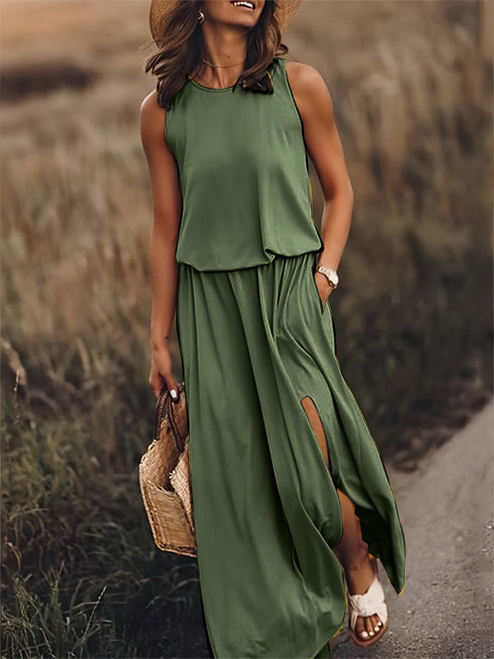 Hüftfallendes Maxikleid mit Schlitz
