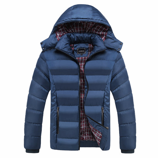 Herren Gesteppte Kapuzen-Steppjacke mit karierter Innenfütterung und Kontrastreißverschluss Nord Taschen