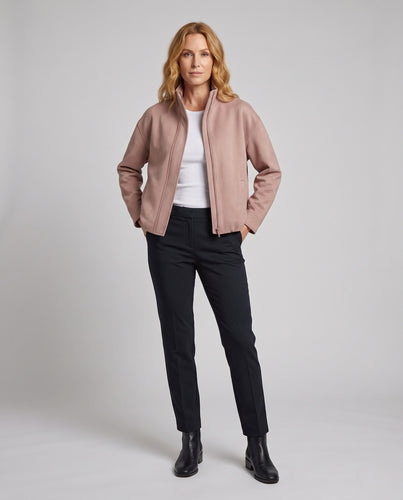 Damen Gekürzte Boxy‑Jacke mit hohem Stehkragen, verdeckter Leiste und Eingrifftaschen Nord Taschen