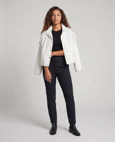 Damen Cropped Blouson-Jacke mit hohem Stehkragen und Schulterriegeln Nord Taschen