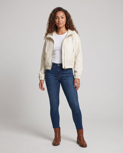 Damen Cropped‑Kapuzenjacke im Blousonstil mit Taillenraffung Nord Taschen
