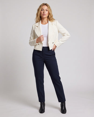 Damen Cropped Tailorierter Blazer mit Doppelreihe und markantem Revers Nord Taschen