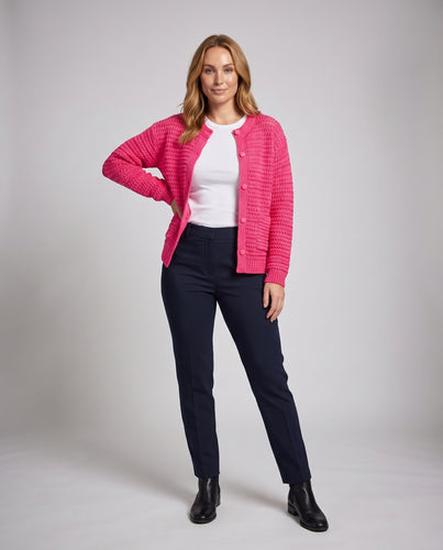 Damen Grobstrick-Cardigan mit Strukturmuster und Knopfverschlüssen Nord Taschen