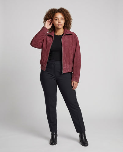 Damen Kurz geschnittene Veloursjacke mit hohem Stehkragen und Gummizugsaum Nord Taschen