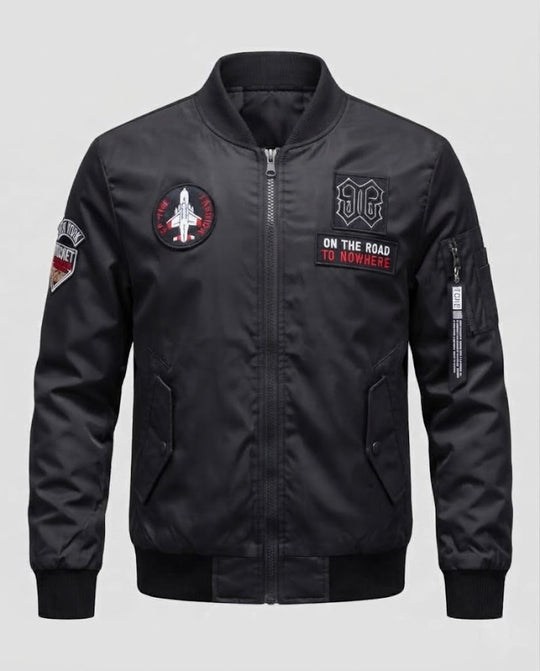 Herren Kurze Bomberjacke mit Patch‑Applikationen, Nylon‑Obermaterial und gesteppter Innenfütterung Nord Taschen