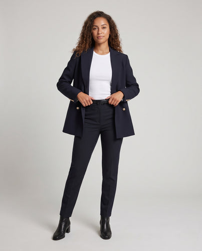 Damen Doppelreihiger Longblazer mit goldenen Zierknöpfen Nord Taschen