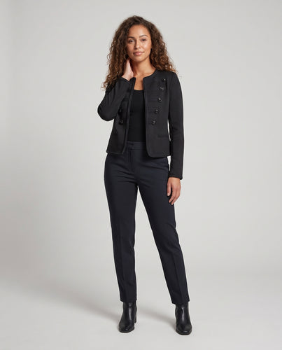 Damen Kastenjacke im Militär‑Look mit dekorativer Passe und Zierknopfbesatz Nord Taschen