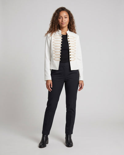 Damen Kurz geschnittener Hussaren-Blazer mit Stehkragen und dekorativen Kordeln Nord Taschen