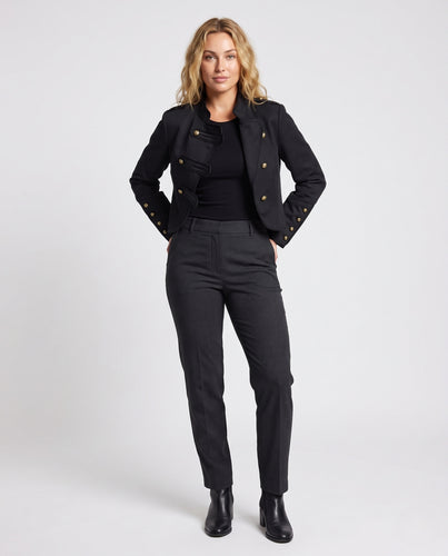 Damen Kurzer militärisch inspirierter Bolero mit Stehkragen und Zierknopfleisten Nord Taschen