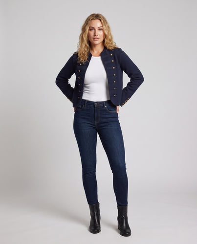 Damen Kurzjacke im militärisch-maritimen Stil mit dekorativer Knopfleiste Nord Taschen