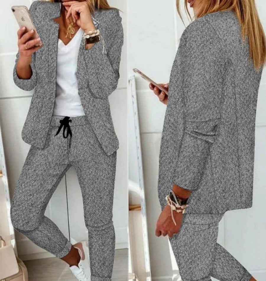 Anzug-Set Moderner Zweiteiler mit Weiter Hose Taillierter Blazerjacke - Vittorelli
