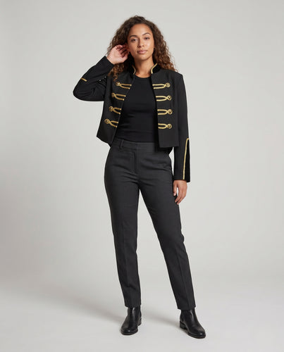 Damen Kurzjacke im Parade-Militärstil mit goldverzierten Kordelapplikationen Nord Taschen