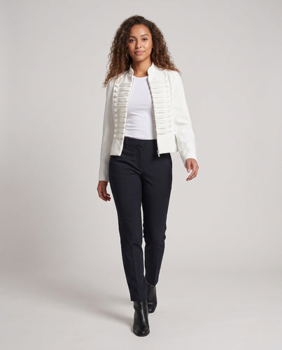 Damen Kurzjacke mit Stehkragen und dekorativer Ripsband-Front Nord Taschen
