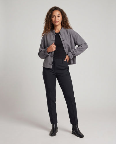 Damen Kurzjacke mit Stehkragen und traditioneller Knotenverschluss Nord Taschen