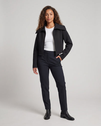 Damen Kurzjacke mit übergroßem Umlegekragen und verdecktem Reißverschluss Nord Taschen