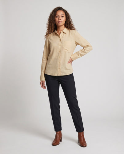 Damen Leichte Oversize-Hemdenbluse aus Leinenoptik mit Brusttasche Nord Taschen