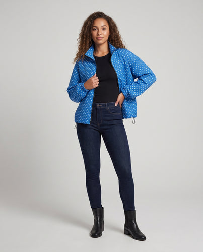 Damen Leichter gepunkteter Anorak mit Halbreißverschluss und verstellbarem Saum Nord Taschen