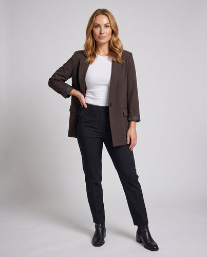Damen Oversize-Blazer mit einreihiger Knopfleiste und Krempelärmeln Nord Taschen