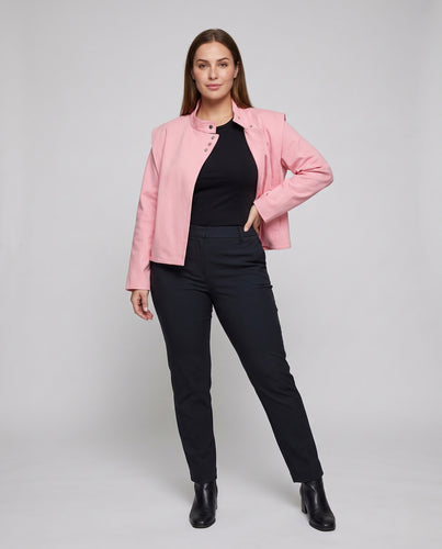 Damen Oversize-Jacke mit asymmetrischer Druckknopfleiste und Stehkragen Nord Taschen