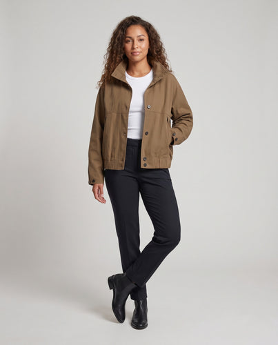 Damen Oversize-Utility-Blouson mit Stehkragen, Knopfleiste und Tunnelzugsaum Nord Taschen