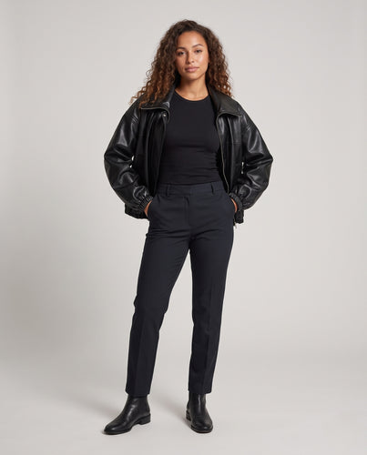Damen Oversized Kunstleder-Blouson mit hohem Kragen und elastischem Saum Nord Taschen