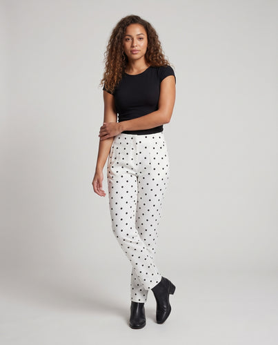 Damen Taillierte Anzughose mit Punkt-Print, hoher Taille und schmalem Bein Nord Taschen