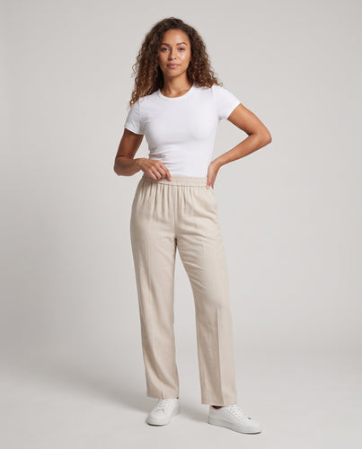 Damen Weite Palazzo‑Hose mit elastischem Rippbund und fließender Chiffon‑Optik Nord Taschen