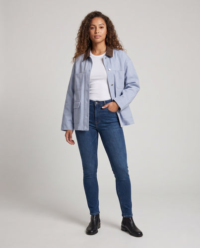 Damen Weite Utility-Jacke mit Cordkragen Nord Taschen