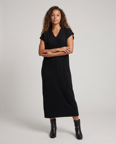 Damen Ärmelloses Maxikleid aus Mohair-Optik mit tiefem V‑Ausschnitt und Oversize-Silhouette Nord Taschen