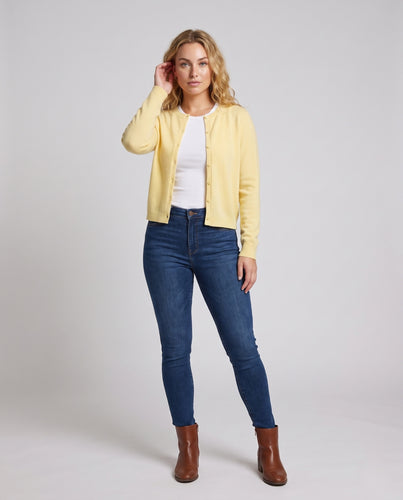 Damen Feinstrick-Cardigan mit Rundhalsausschnitt und Knopfleiste Nord Taschen