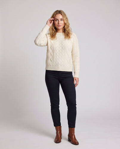 Damen Kabelstrick-Pullover mit Zopf- und Rautenmuster Nord Taschen