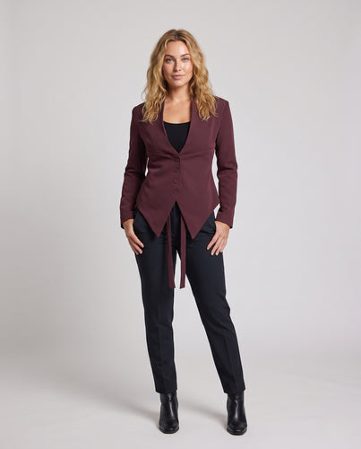 Damen Taillierte Weste‑Jacke mit asymmetrischem Zipfelsaum und tiefer V‑Blende Nord Taschen