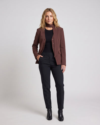 Damen taillierter Blazer mit Bindeschal und V-Ausschnitt Nord Taschen