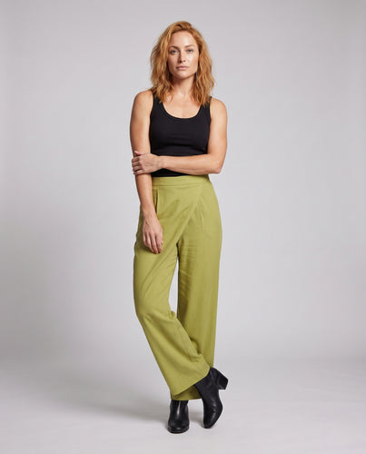 Damen Weite High‑Waist Culotte‑Hose mit Wickel‑Front und Palazzo‑Silhouette Nord Taschen