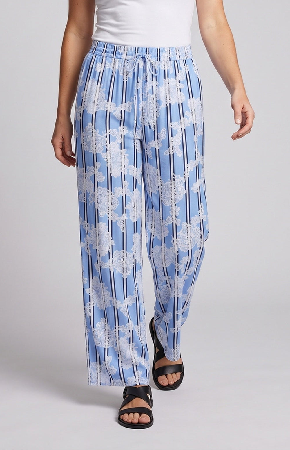 Damen Weite Palazzohose mit Elastikbund und Spitzen-Overlay Nord Taschen