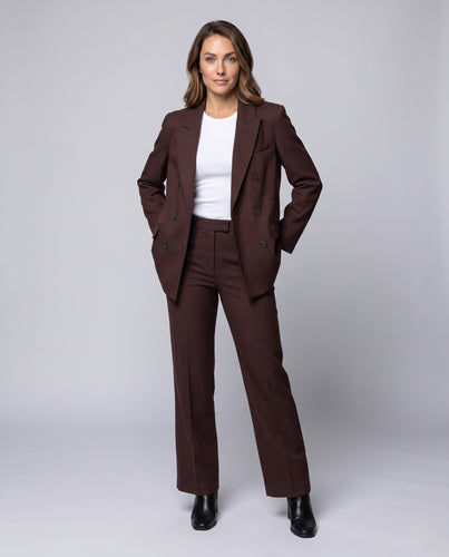 Damen Zweiteiliges Anzugsset mit Oversize‑Doppelreihenblazer und hochtaillierter, weit geschnittener Anzughose Nord Taschen