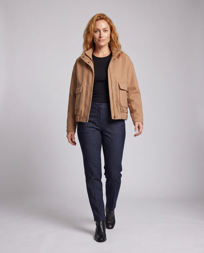 Herren Utility-Wolljacke mit Stehkragen und aufgesetzten Taschen Nord Taschen