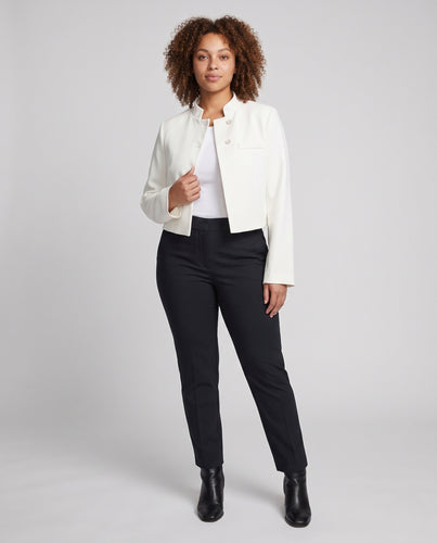 Damen Cropped-Jacke mit Stehkragen und verdeckter asymmetrischer Knopfleiste Nord Taschen