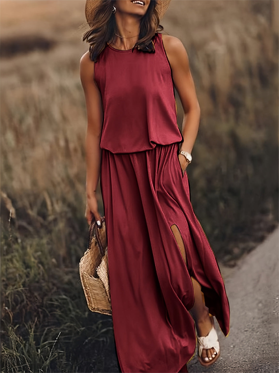 Damen Schwarzes Modal Boho Maxikleid Farben