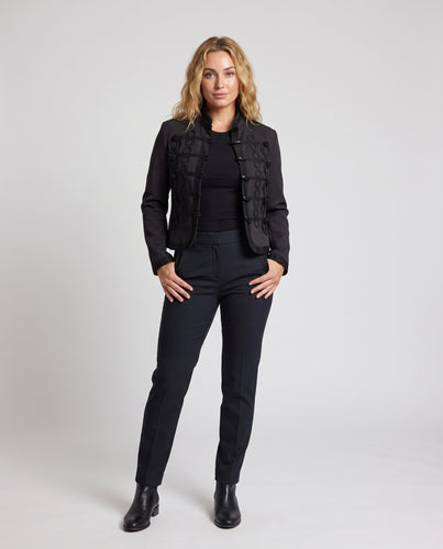 Damen Cropped‑Militärblazer mit dekorativen Frosch- und Kordelapplikationen sowie Stehkragen Nord Taschen