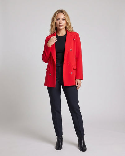 Damen Doppelreihiger Blazer mit Herz‑Applikationen und schmaler Schulterpartie Nord Taschen