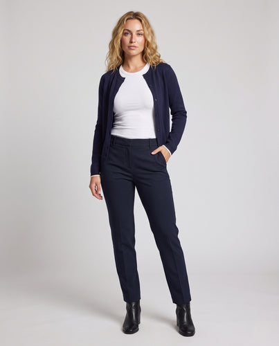 Damen Feinstrick-Cardigan mit Rundhalsausschnitt, durchgehender Knopfleiste und feinem Spitzensaum Nord Taschen