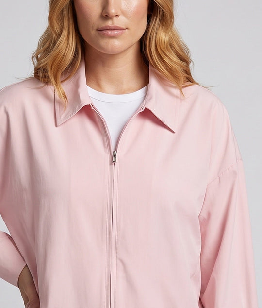 Damen Leichte Cropped Bomberjacke mit elastischem Saum und Stehkragen Nord Taschen