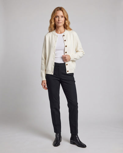 Damen Leichte Oversize-Cardiganjacke mit Rippeinfassung und Knopfleiste Nord Taschen