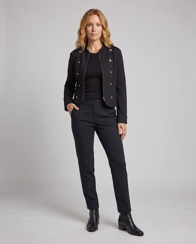 Damen Kurzjacke im Military‑Stil mit doppelreihiger Zierknopfleiste Nord Taschen