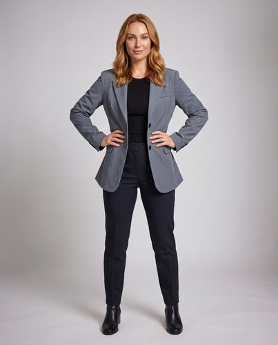 Damen Langlineierter Blazer mit taillierten Abnähern, Pattentaschen und Vollfutter Nord Taschen